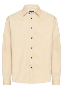 HUGO BLUE Herren Langarmhemd "Ebino"light beige275, casual, Gr. M, unifarben, Denim/Jeans, Obermaterial: 100% Baumwolle, Hemden, mit kontrastfarbigen