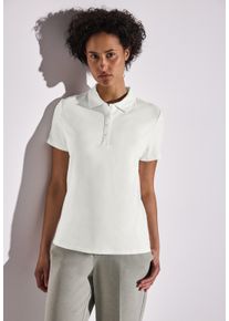 Street One Damen Poloshirt, weiß, casual, Gr. 34, unifarben, Rippware, Obermaterial: 97% Baumwolle, 3% Elasthan, Shirts, mit Ripsstruktur