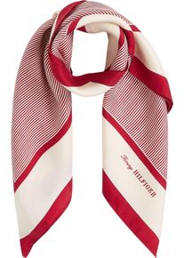 Tommy Hilfiger Damen Modetuch "TH ELEVATED FLAG SILK SQUARE"ithica classic medium rot, casual, gemustert, gestreift, mehrfarbig, Web, Seide,