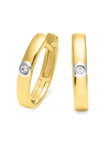 OROLINO Damen Paar Creolen "Gold 585 mit 2 Brillanten zus. 0,02ct.", ONE-SIZE, 0,02 ct SI = kleine Einschlüsse, Gold, gelb, Gold, Ohrringe