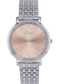 s.Oliver Damen Quarzuhr, silber, Armbanduhren, Armbanduhr, Damenuhr, Edelstahlarmband, analog, Zirkonia (synth.)