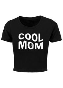 Merchcode Herren T-Shirt "Merchcode Damen Ladies Mothers Day - Cool mom Cropped Tee", schwarz, klassisch, Gr. M, bedruckt, 95% Baumwolle, 5%