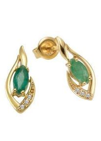 Firetti Damen Paar Ohrstecker "Schmuck Geschenk Gold 375 Ohrschmuck Farbstein Edelstein Smaragd", Gelbgold 375, grün, Gelbgold 375, Ohrringe, mit
