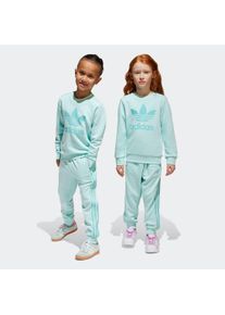 Kinder Trainingsanzug "TREFOIL CREW SE", blau, sportlich, Gr. 128, adidas originals, Obermaterial: 70% Baumwolle, 30% Polyester, Sportanzüge