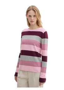 Tom Tailor Damen Strickpullover "Otto", rot, casual, Gr. M, mehrfarbig, gestreift, Strick, Obermaterial: 60% Baumwolle, 40% Viskose, Pullover, mit