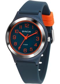 SINAR Damen Quarzuhr, blau, Armbanduhren, Armbanduhr, Damenuhr,Jugendliche, Silikonarmband, bis 10 bar wasserd.