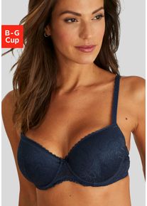 Lascana Damen Schalen-BH "Luciana", Gr. 95, blau, Spitze, Obermaterial: 89% Polyamid, 11% Elasthan, feminin, BHs, aus zarter Spitze, Dessous