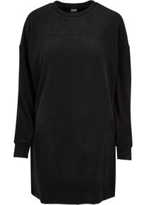 Urban Classics Damen Shirtkleid "Urban Classics Damen Ladies Velvet Rib Crew Dress", schwarz, klassisch, Gr. S, unifarben, 97% Polyester, 3%