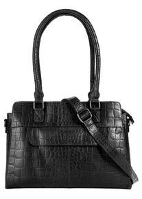 CLUTY Damen Henkeltasche, schwarz, Leder, Reptilienprägung, Taschen, echt Leder