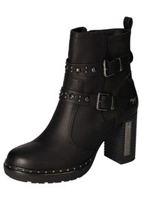 Mustang Shoes Damen Plateaustiefelette, Gr. 40, schwarz, Lederimitat, modisch, Schuhe, Stiefelette, Bikerboots mit Innenreißverschlus