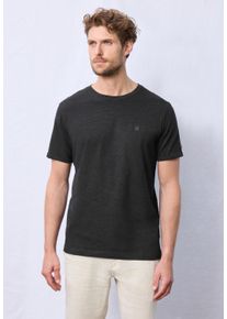 Street One MEN Herren T-Shirt, schwarz, casual, Gr. XXXL, unifarben, Web, 100% Baumwolle, Shirts, mit Streifen-Struktur