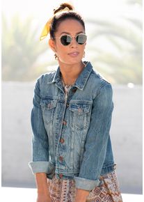 Lascana Damen Jeansjacke, blau, modisch, Gr. 38, Denim/Jeans, Obermaterial: 100% Baumwolle, Jacken, mit zwei Pattentaschen, Denimjacke aus Baumwolle,