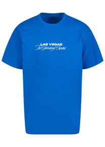 MisterTee Herren T-Shirt "MisterTee Gambling Capital Oversize Tee", blau, casual, Gr. XL, bedruckt, 100% Baumwolle, Shirts