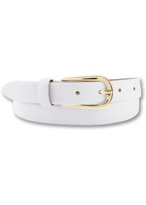 Bernd Götz BERND GÖTZ Damen Ledergürtel, weiß, casual,feminin,klassisch,modisch,casual, Gr. 90, unifarben, Rindsleder, Gürtel, mit goldener Schließe in