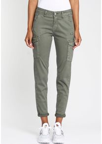 Gang Damen Cargohose "94AMELIE", grün, modisch, Gr. 26, unifarben, Web, Obermaterial: 59% Lyocell, 37% Baumwolle, 4% Elasthan, Hosen, mit