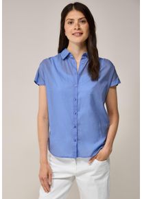 Cecil Damen Hemdbluse, blau, casual, Gr. XXL, unifarben, Web, 100% Baumwolle, Blusen, aus reiner Baumwolle