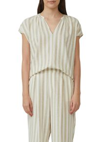 s.Oliver Damen Kurzarmblusebeige stripe, casual, Gr. 42, bedruckt, Obermaterial: 52% Leinen, 48% Viskose, Blusen, mit All-Over Print