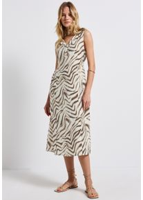 Street One Damen Midikleidtumbled beige, casual, Gr. 46, animal-print, Stoff, 88% Viskose, 12% Polyamid, Kleider, mit Zebramuster