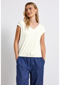 Street One Damen T-Shirt, weiß, casual, Gr. 44, unifarben, Stoff, 95% Viskose, 5% Elasthan, Shirts, bestehend aus einem Materialmix