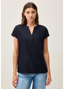 Cecil Damen Kurzarmbluse, blau, casual, Gr. XXL, unifarben, Stoff, 100% Viskose, Blusen, aus softer Viskose