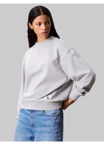 Damen Sweatshirt "A- LS BADGE LOGO TERRY CREW NK"heroic grau heather, feminin, Gr. XL, Calvin Klein Jeans, meliert, Sweatware, Obermaterial: 100%