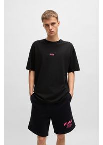 HUGO BLUE Herren T-Shirt "Nalono", schwarz, casual, Gr. S, unifarben, Single Jersey, Obermaterial: 100% Baumwolle, Shirts, mit Logodruck, Oversized