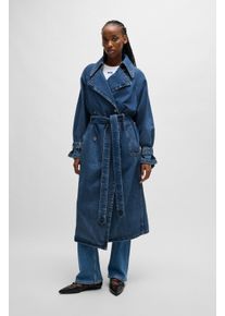HUGO BLUE Damen Trenchcoat "Garena", blau, casual, Gr. S, unifarben, Denim/Jeans, Obermaterial: 100% Baumwolle, Mäntel, mit Taillengürtel, All Over