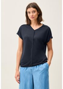 Cecil Damen T-Shirt, blau, casual, Gr. XS, unifarben, Stoff, 55% Polyester, 45% Viskose, Shirts, 2in1 Optik