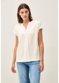 Cecil Damen Kurzarmbluse, weiß, casual, Gr. M, unifarben, Stoff, 100% Viskose, Blusen, aus softer Viskose