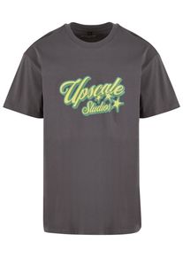 Herren T-Shirt "Upscale by Mister Tee Hotel Paradiso Heavy Oversize Tee", grau, casual, Gr. S, UPSCALE BY MISTER TEE, bedruckt, 100% Baumwolle, Shirts