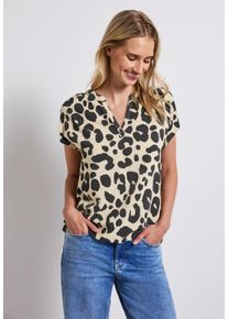 Street One Damen Klassische Blusecoastal beige, casual, Gr. 34, animal-print, Stoff, 100% Viskose, Blusen, aus softer Viskose