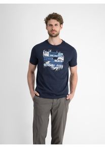 Lerros Herren T-Shirt "Lerros Herren T-Shirt mit sommerlichem Brustprint", blau, Gr. M, 100% Baumwolle, Shirts