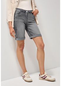 Cecil Damen Shorts "Style Scarlett", grau, casual, Gr. 34, unifarben, Web, Obermaterial: 78% Baumwolle, 20% Polyester, 2% Elasthan, Hosen, im