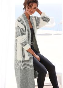 Lascana Damen Longstrickjacke, schwarz, modisch, Gr. 36, gemustert, Strick, Obermaterial: 50% Polyamid, 30% Viskose, 20% Polyester, Strickjacken, aus