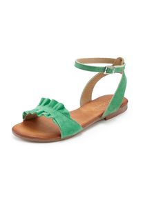 Lascana Damen Sandale "Sommerschuh", Gr. 39, grün, Obermaterial: 100% Ziegenleder. Futter: 100% Schweinsleder. Decksohle: 100% Rindsleder. Laufsohle: