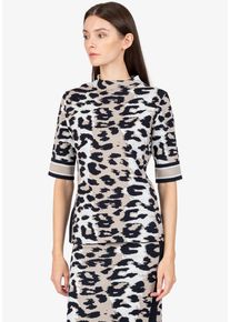 Damen Kurzarmpullover, beige, modisch, Gr. 40, Sportalm KITZBÜHEL, gemustert, animal-print, mehrfarbig, Strick, Obermaterial: 56% Viskose, 27%
