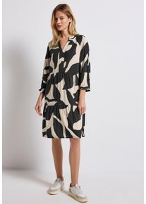 Street One Damen Tunikakleid, grau, casual, Gr. 44, bedruckt, Stoff, 100% Viskose, Kleider, mit Volant