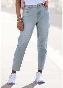 Lascana Damen Mom-Jeans, blau, modisch, Gr. 36, Denim/Jeans, Obermaterial: 98% Baumwolle, 2% Elasthan, Jeans, mit hohem Bund. elastische Denimware