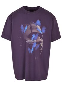 Herren Kurzarmshirt "Upscale by Mister Tee Herren Le Papillon Oversize Tee", lila, casual, Gr. S, UPSCALE BY MISTER TEE, unifarben, 100% Baumwolle,