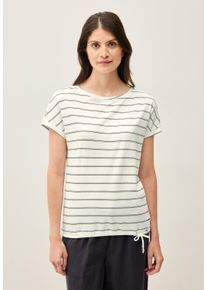 Cecil Damen T-Shirt, weiß, casual, Gr. XXL, gestreift, Web, Stoff, 50% Baumwolle, 50% Modal , Shirts, mit Tunnelzugsaum
