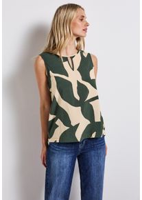 Street One Damen Blusentop, grün, casual, Gr. 38, bedruckt, Stoff, 100% Viskose, Blusen, mit Cut-Out Detail