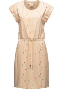 Ragwear Damen Druckkleid "Mallory Print Dress Organic", beige, casual, Gr. L, 100% Biobaumwolle, Kleider, Kurzes Baumwoll Kleid