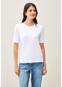 Cecil Damen T-Shirt, weiß, Basic, Gr. XS, unifarben, Web, Stoff, 47% Baumwolle, 47% Modal, 6% Elasthan, Shirts, im soften Baumwoll-Mix