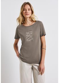 Street One Damen T-Shirtschwarz tumbled beige, casual, Gr. 38, unifarben, Web, Stoff, 50% Baumwolle, 50% Modal, Shirts, im soften Baumwoll-Mix