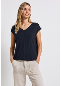 Street One Damen T-Shirt, blau, casual, Gr. 44, unifarben, Stoff, 95% Viskose, 5% Elasthan, Shirts, bestehend aus einem Materialmix