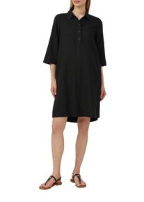 s.Oliver Damen Blusenkleid, schwarz, casual, Gr. 38, unifarben, Obermaterial: 52% Leinen, 48% Viskose. Futter: 100% Viskose, Kleider, mit Knopfleiste