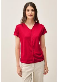 Cecil Damen T-Shirtglazed apple rot, casual, Gr. XL, unifarben, Stoff, 55% Polyester, 45% Viskose, Shirts, 2in1 Optik