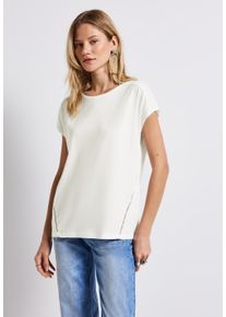 Street One Damen T-Shirt, weiß, casual, Gr. 34, unifarben, Web, Stoff, 50% Modal, 50% Baumwolle, Shirts, im soften Baumwoll-Mix
