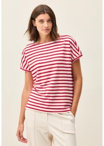 Cecil Damen T-Shirtglazed apple rot, casual, Gr. XS, gestreift, Web, Stoff, 50% Baumwolle, 50% Modal, Shirts, mit U-Boot-Ausschnitt