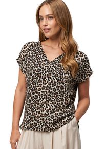 Zero Damen Klassische Bluse "Zero Bluse mit Leo-Muster"natureschwarz, casual, Gr. 36, bedruckt, Web, Obermaterial: 100% Viskose. Ärmelfutter: ohne